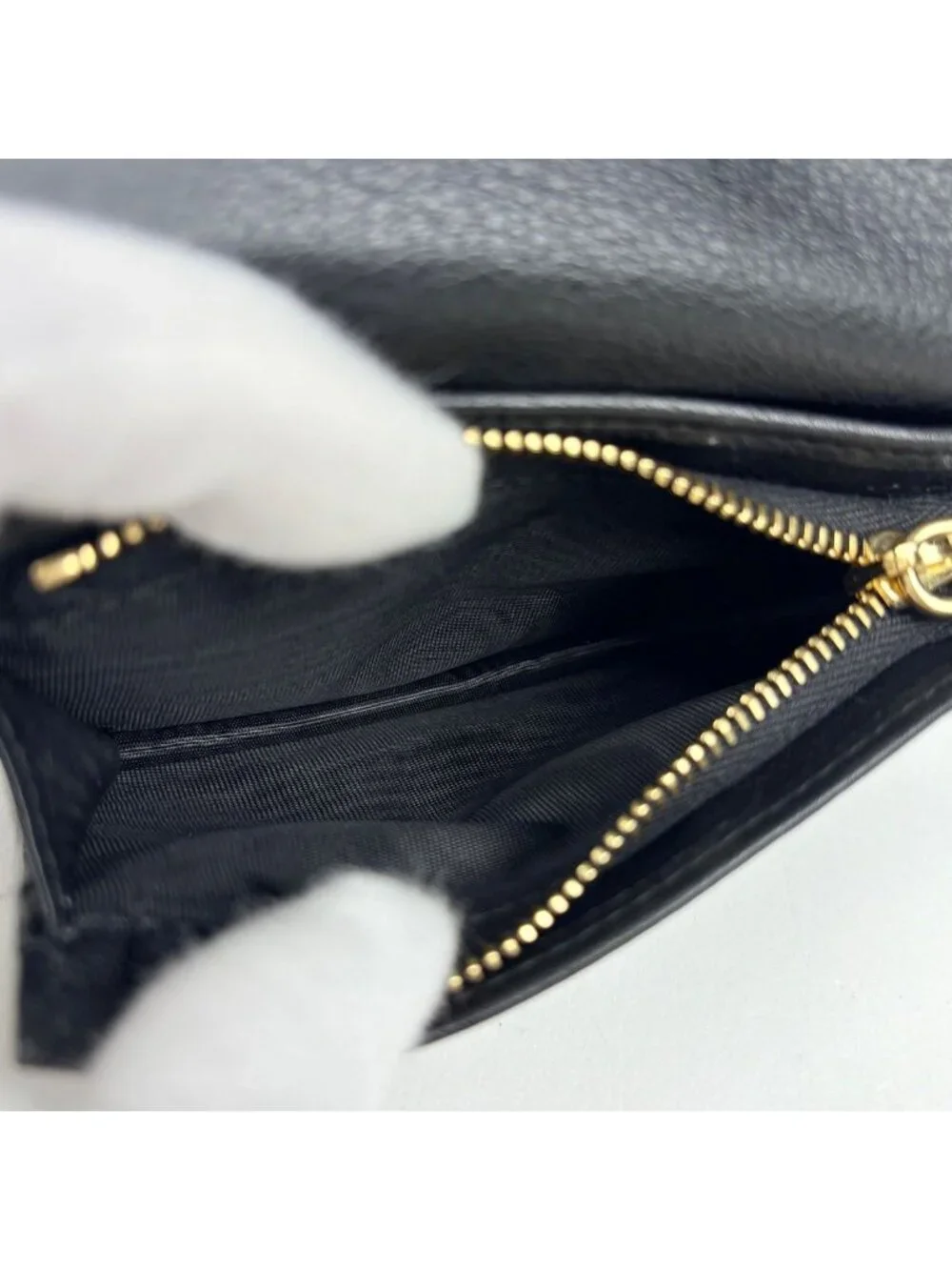 Prada Logo Bifold Wallet Bill Purse Coin Leather Nero